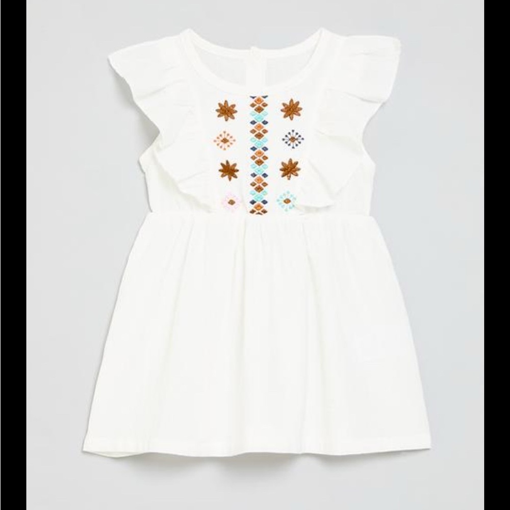 PatPat Ivory Dress with Multicolor Embroidery
